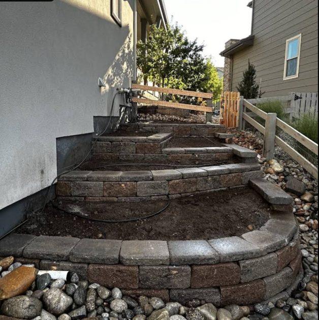 Tiered retaining walls in Brighton, CO — Hilltop Landscaping
